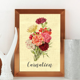 Söt Vintage Carnation Bouquet Poster
