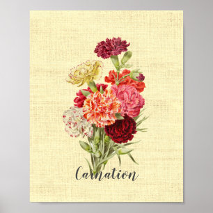 Söt Vintage Carnation Bouquet Poster
