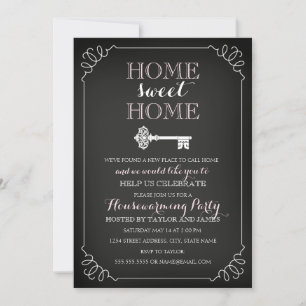 Söt Vintage Chalkboard Houseuppvärmning Inbjudan N
