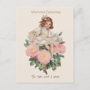 Söt Vintage Child, Ro & Valentine Hälsning Helg Vykort