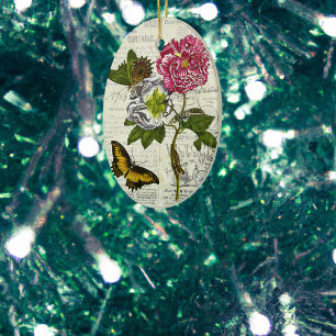 Söt Vintage Collage Julgransprydnad Keramik