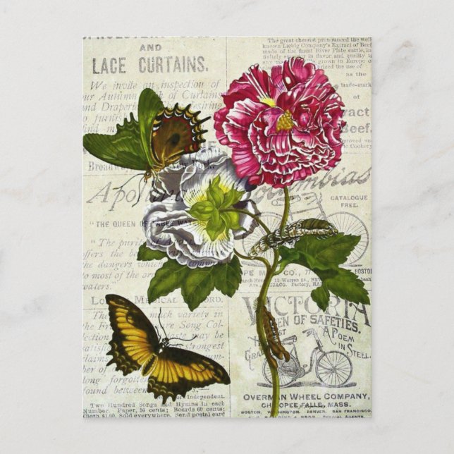 Söt Vintage Collage Vykort (Framsida)