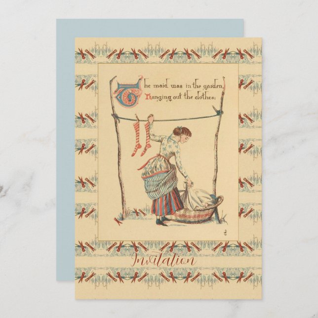 Söt Vintage Dam Inbjudningar (Fram/baksida)