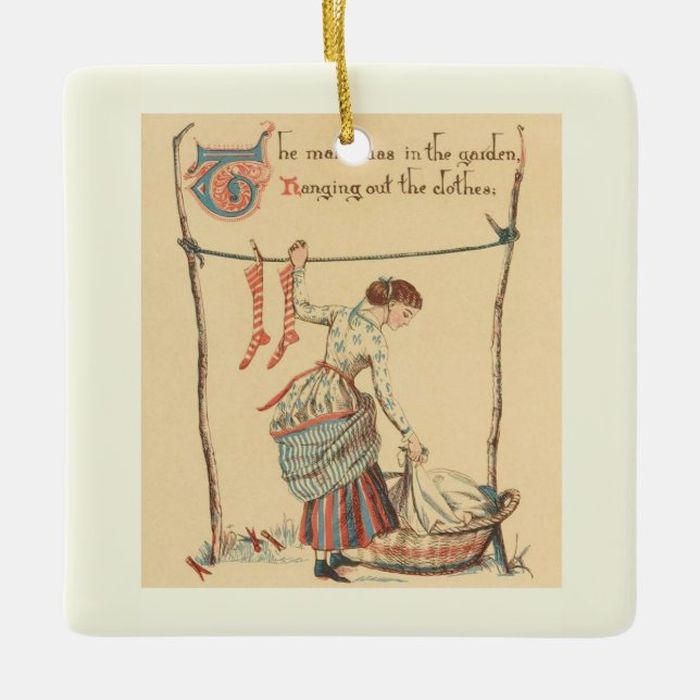 Söt Vintage Dam Julgransprydnad Keramik (Framsida)