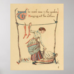 Söt Vintage Dam Poster