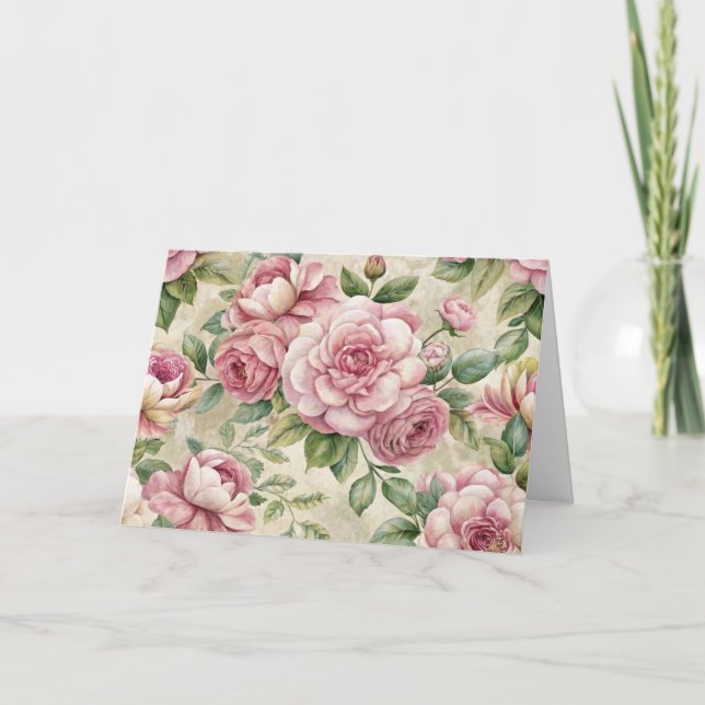 Söt Vintage Ephemera Inspired Blommigts Card Helgkort (Framsida)