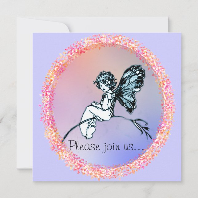 Söt Vintage Fairy, inbjudan (Framsida)