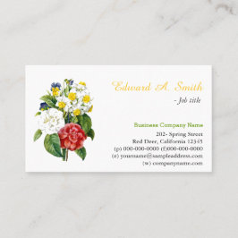 söt vintage färglösa blommor professionell visitkort