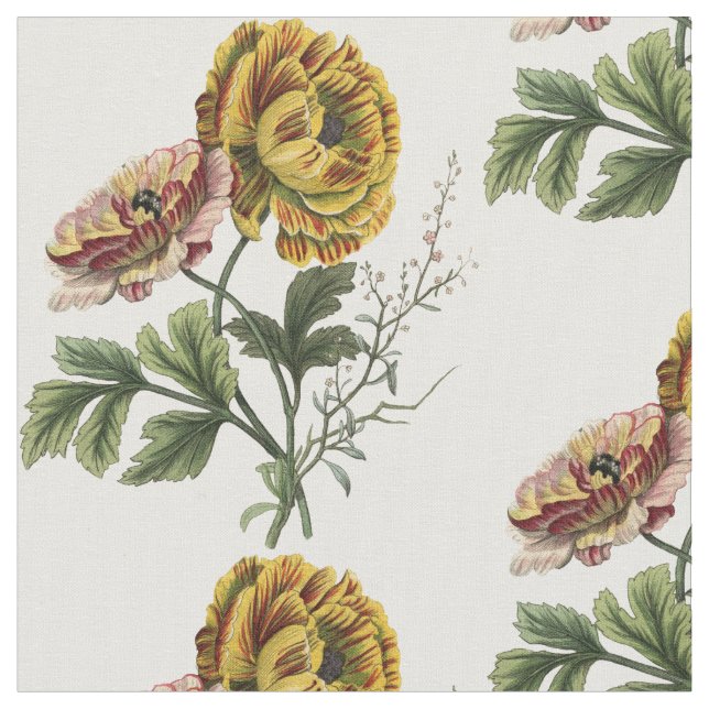 Söt Vintage Flowers Tyg (Närbild)
