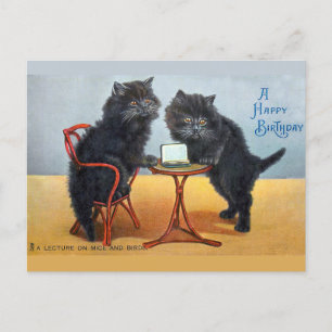 Söt Vintage Glad Födelsedag Katt Vykort