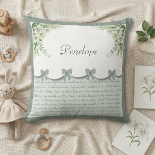 Söt Vintage Grön Blommig Flickbarnkammare Kudde