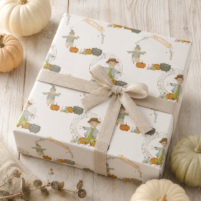 Söt Vintage-halloween-fågelskrämma Presentpapper (Skapare uppladdad)