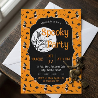 Söt Vintage Häxa Skräckinjagande Halloween-fest Inbjudningar