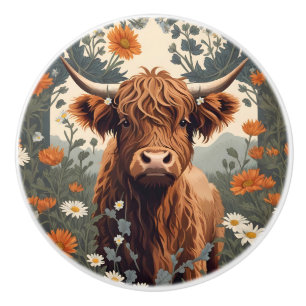 Söt Vintage Highland Ko Knopp