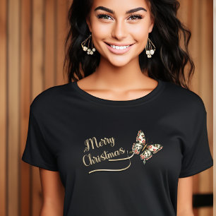 Söt Vintage jul Butterfly T Shirt