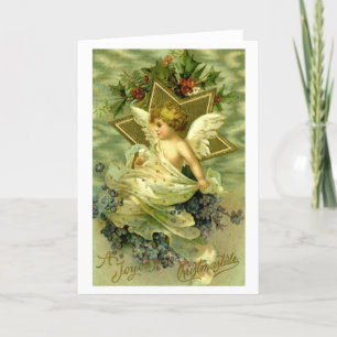 Söt Vintage jul Cherub Helgkort