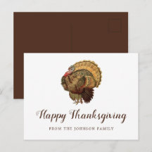 Söt Vintage Kalkon Glad Thanksgiving Hälsningar