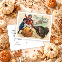 Söt Vintage Kalkon Pumpa Höst Thanksgiving Vykort