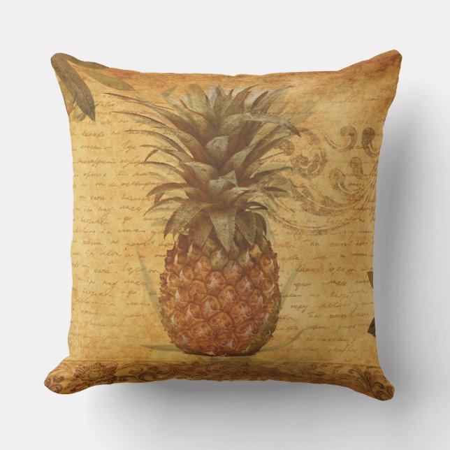 Söt vintage kalligrafi och ananas utomhuskudde (Framsida)