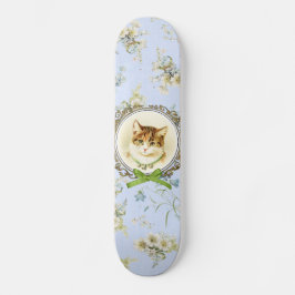 Söt vintage kattporträtt skateboard bräda 20 cm
