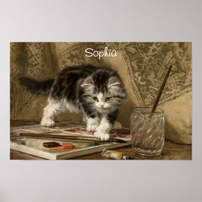 Söt Vintage Kattunge Konst, Namn Poster (Framsidan)