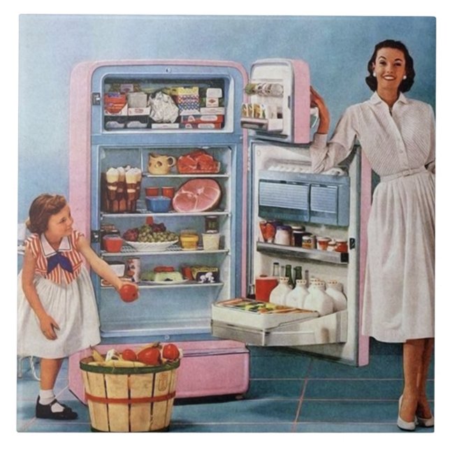 Söt vintage köksdekör kakelplatta (Framsidan)