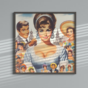 Söt Vintage Kvinna Poster