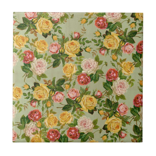 Söt Vintage Land Blommigt Girly Ro Mönster Kakelplatta (Framsidan)