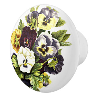 Söt Vintage Pansy Garden Flowers Mönster Knopp