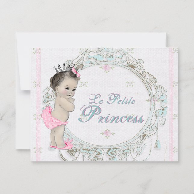 Söt Vintage Prinsessa Bebis Shower Inbjudningar (Framsida)