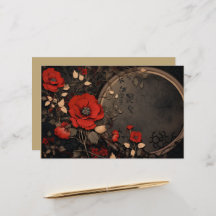 Söt Vintage Red & Black Blommigt Papper