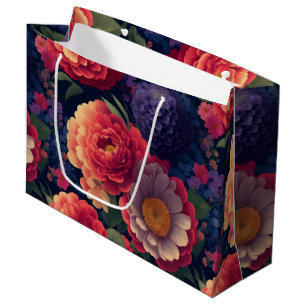 Söt vintage Red Orange lila morsa peony blommigt