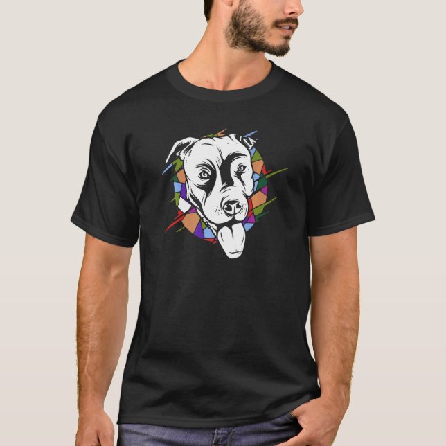 Söt Vintage Retro Pitbull Hund T Shirt (Framsida)