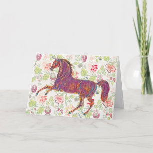 Söt Vintage Rosa Art Horse Note Card Kort