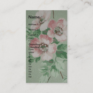 Söt Vintage Rosa Flower Lodrät Visitkort