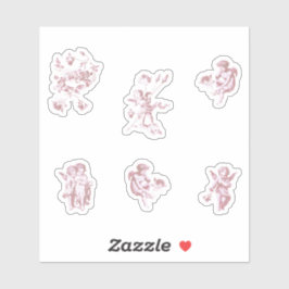 Söt Vintage Rosa Kerub Cupid Änglar Blommor Förpac Klistermärken