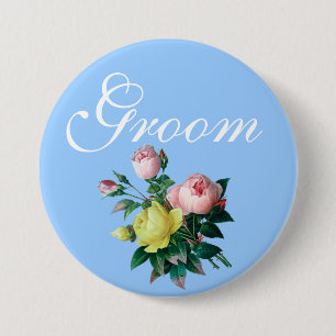 söt vintage rosa och gul ros blommor knapp