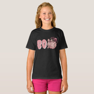 Söt Vintage Rosa Pumpa & Spindel - Halloween BOO T Shirt