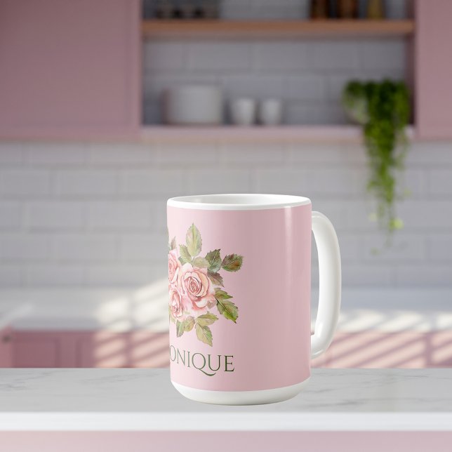 Söt Vintage Rosa ros Personlig Kaffemugg (Skapare uppladdad)