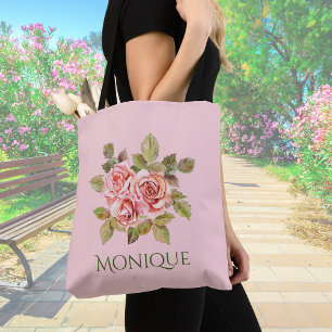 Söt Vintage Rosa ros Tote Bag Tygkasse