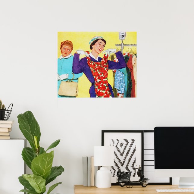 Söt vintage-shoppare poster (Hemmakontoret)