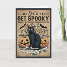 Söt Vintage Svart Katt Skapa Kuslig Halloween