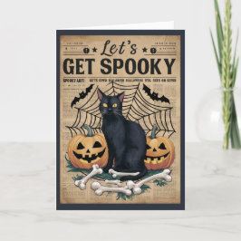 Söt Vintage Svart Katt Skapa Kuslig Halloween Helgkort