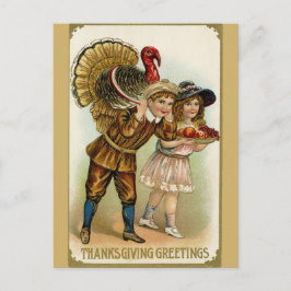 Söt vintage Thanksgivinghälsning Kalkon Vykort