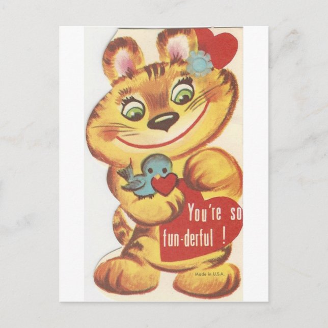 Söt Vintage Tiger Valentine Helg Vykort (Framsida)