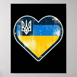 Söt Vintage Ukrainsk Bynner Fläkt Ukraina Flagga H Poster