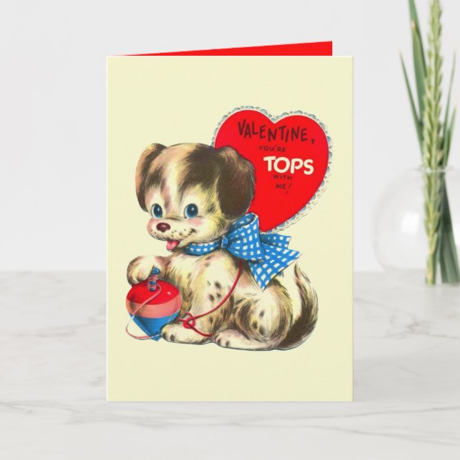 söt vintage Valentine hund Helgkort (Framsida)