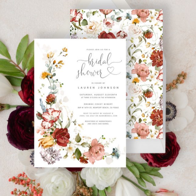 Söt Vintage Vattenfärgens Blommigt Möhippa  Inbjudningar (Skapare uppladdad)