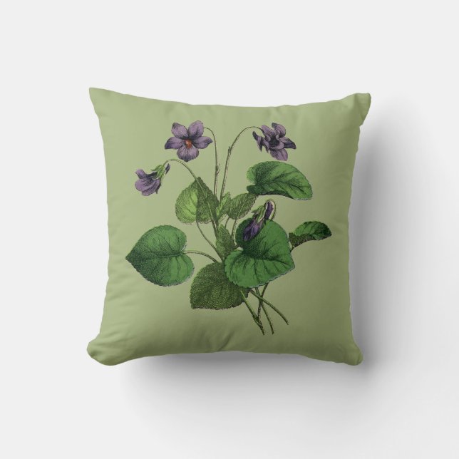 Söt Vintage Violets Flower Blommigt botaniskt  Kudde (Framsida)