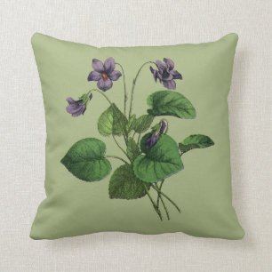 Söt Vintage Violets Flower Blommigt botaniskt  Kudde
